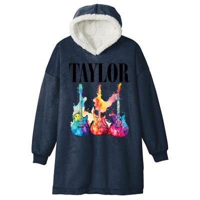 Taylor First Name Personalized Groovy 80S 90S Hooded Wearable Blanket