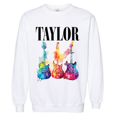 Taylor First Name Personalized Groovy 80S 90S Garment-Dyed Sweatshirt