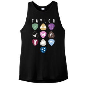 Taylor First Name I Love Taylor Girl Groovy 80S Ladies PosiCharge Tri-Blend Wicking Tank