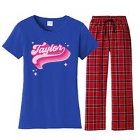 T.aylor First Name Vintage Style 70s Personalized Retro Women's Flannel Pajama Set