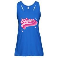 T.aylor First Name Vintage Style 70s Personalized Retro Ladies Essential Flowy Tank