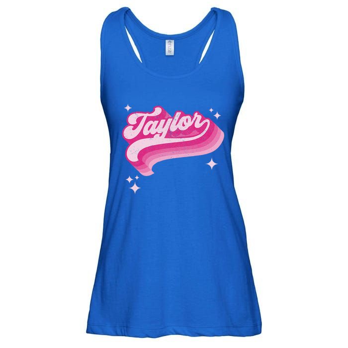 T.aylor First Name Vintage Style 70s Personalized Retro Ladies Essential Flowy Tank