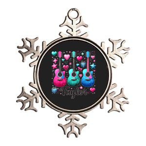 Taylor First Name Personalized Groovy 80s Pink Retro Metallic Star Ornament