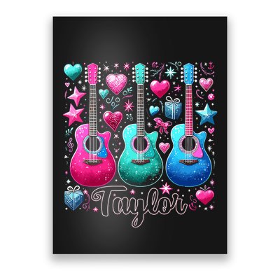 Taylor First Name Personalized Groovy 80s Pink Retro Poster