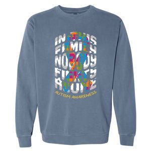 This Family Nobody Alone April Blue Rainbow Autism Awareness Cool Gift Garment-Dyed Sweatshirt