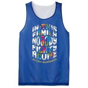 This Family Nobody Alone April Blue Rainbow Autism Awareness Cool Gift Mesh Reversible Basketball Jersey Tank