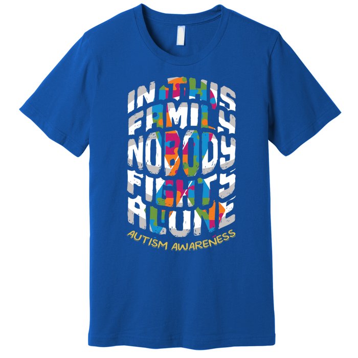 This Family Nobody Alone April Blue Rainbow Autism Awareness Cool Gift Premium T-Shirt