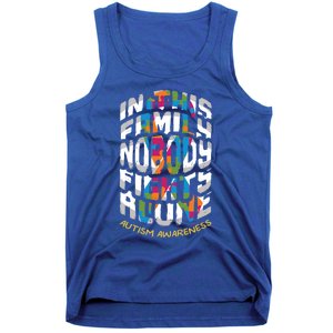 This Family Nobody Alone April Blue Rainbow Autism Awareness Cool Gift Tank Top