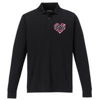 Taylor First Name I Love Taylor Girl Groovy 80s Pink White Performance Long Sleeve Polo