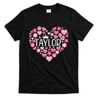 Taylor First Name I Love Taylor Girl Groovy 80s Pink White T-Shirt