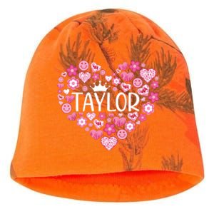 Taylor First Name I Love Taylor Girl Groovy 80s Pink White Kati - Camo Knit Beanie