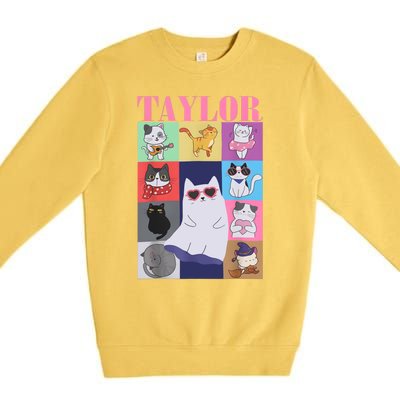 Taylor First Name I Love Taylor Girl Groovy 80s Premium Crewneck Sweatshirt