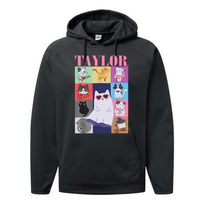 Taylor First Name I Love Taylor Girl Groovy 80s Performance Fleece Hoodie