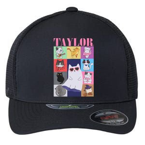 Taylor First Name I Love Taylor Girl Groovy 80s Flexfit Unipanel Trucker Cap