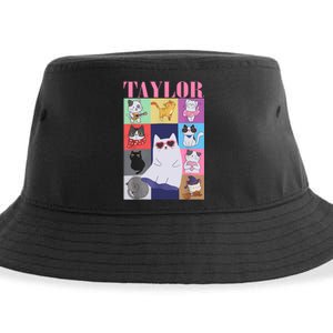 Taylor First Name I Love Taylor Girl Groovy 80s Sustainable Bucket Hat