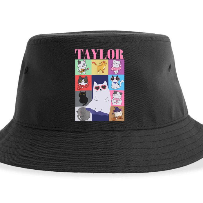 Taylor First Name I Love Taylor Girl Groovy 80s Sustainable Bucket Hat