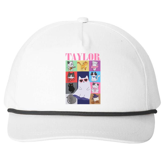 Taylor First Name I Love Taylor Girl Groovy 80s Snapback Five-Panel Rope Hat