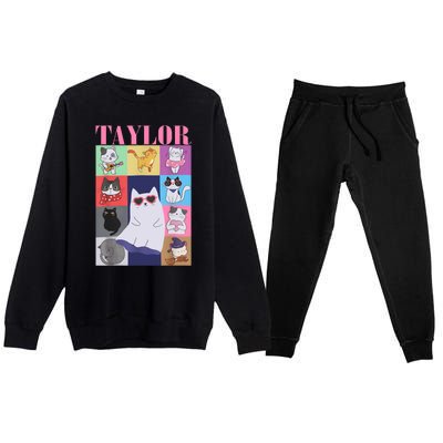 Taylor First Name I Love Taylor Girl Groovy 80s Premium Crewneck Sweatsuit Set