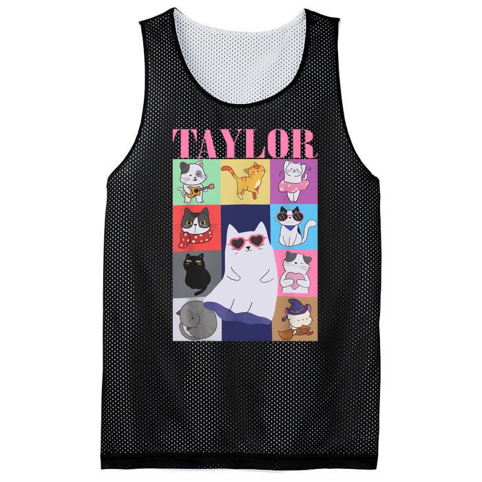 Taylor First Name I Love Taylor Girl Groovy 80s Mesh Reversible Basketball Jersey Tank