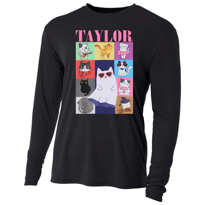 Taylor First Name I Love Taylor Girl Groovy 80s Cooling Performance Long Sleeve Crew