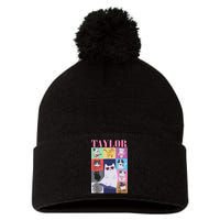 Taylor First Name I Love Taylor Girl Groovy 80s Pom Pom 12in Knit Beanie