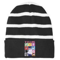 Taylor First Name I Love Taylor Girl Groovy 80s Striped Beanie with Solid Band