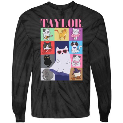 Taylor First Name I Love Taylor Girl Groovy 80s Tie-Dye Long Sleeve Shirt