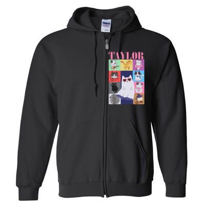 Taylor First Name I Love Taylor Girl Groovy 80s Full Zip Hoodie