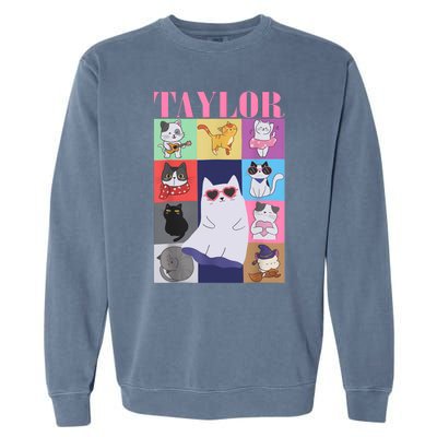 Taylor First Name I Love Taylor Girl Groovy 80s Garment-Dyed Sweatshirt