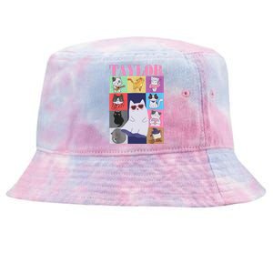 Taylor First Name I Love Taylor Girl Groovy 80s Tie-Dyed Bucket Hat