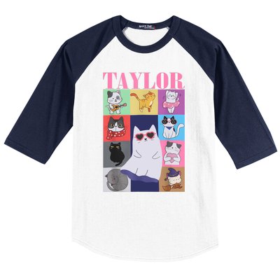 Taylor First Name I Love Taylor Girl Groovy 80s Baseball Sleeve Shirt