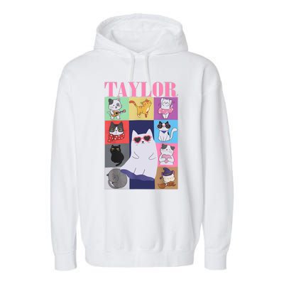 Taylor First Name I Love Taylor Girl Groovy 80s Garment-Dyed Fleece Hoodie