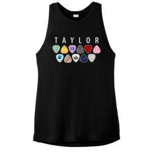 Taylor First Name I Love Taylor Girl Groovy 80S Ladies PosiCharge Tri-Blend Wicking Tank