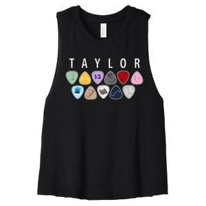 Taylor First Name I Love Taylor Girl Groovy 80S Women's Racerback Cropped Tank