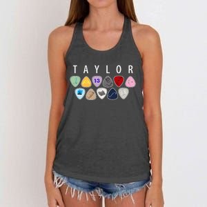 Taylor First Name I Love Taylor Girl Groovy 80S Women's Knotted Racerback Tank