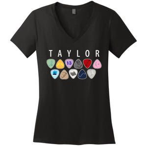 Taylor First Name I Love Taylor Girl Groovy 80S Women's V-Neck T-Shirt