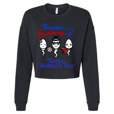 Thanks For Not Swallowing Us Happy MotherS Day Funny Gift Cropped Pullover Crew