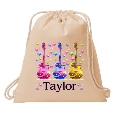 Taylor First Name Personalized Groovy 80S Drawstring Bag