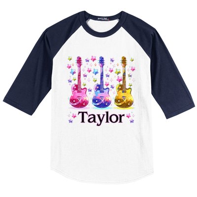 Taylor First Name Personalized Groovy 80S Baseball Sleeve Shirt