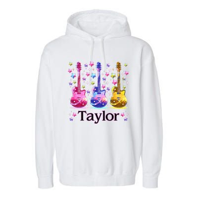 Taylor First Name Personalized Groovy 80S Garment-Dyed Fleece Hoodie