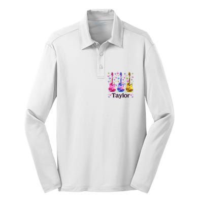 Taylor First Name Personalized Groovy 80S Silk Touch Performance Long Sleeve Polo