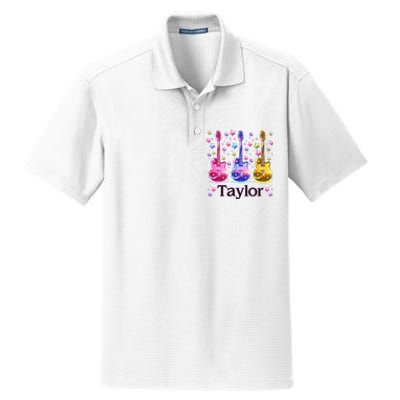 Taylor First Name Personalized Groovy 80S Dry Zone Grid Polo