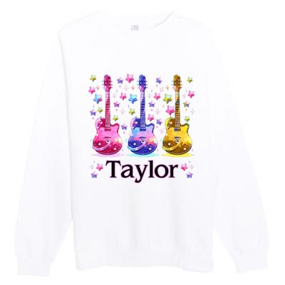 Taylor First Name Personalized Groovy 80S Premium Crewneck Sweatshirt