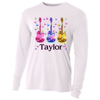 Taylor First Name Personalized Groovy 80S Cooling Performance Long Sleeve Crew