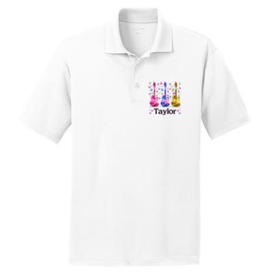 Taylor First Name Personalized Groovy 80S PosiCharge RacerMesh Polo