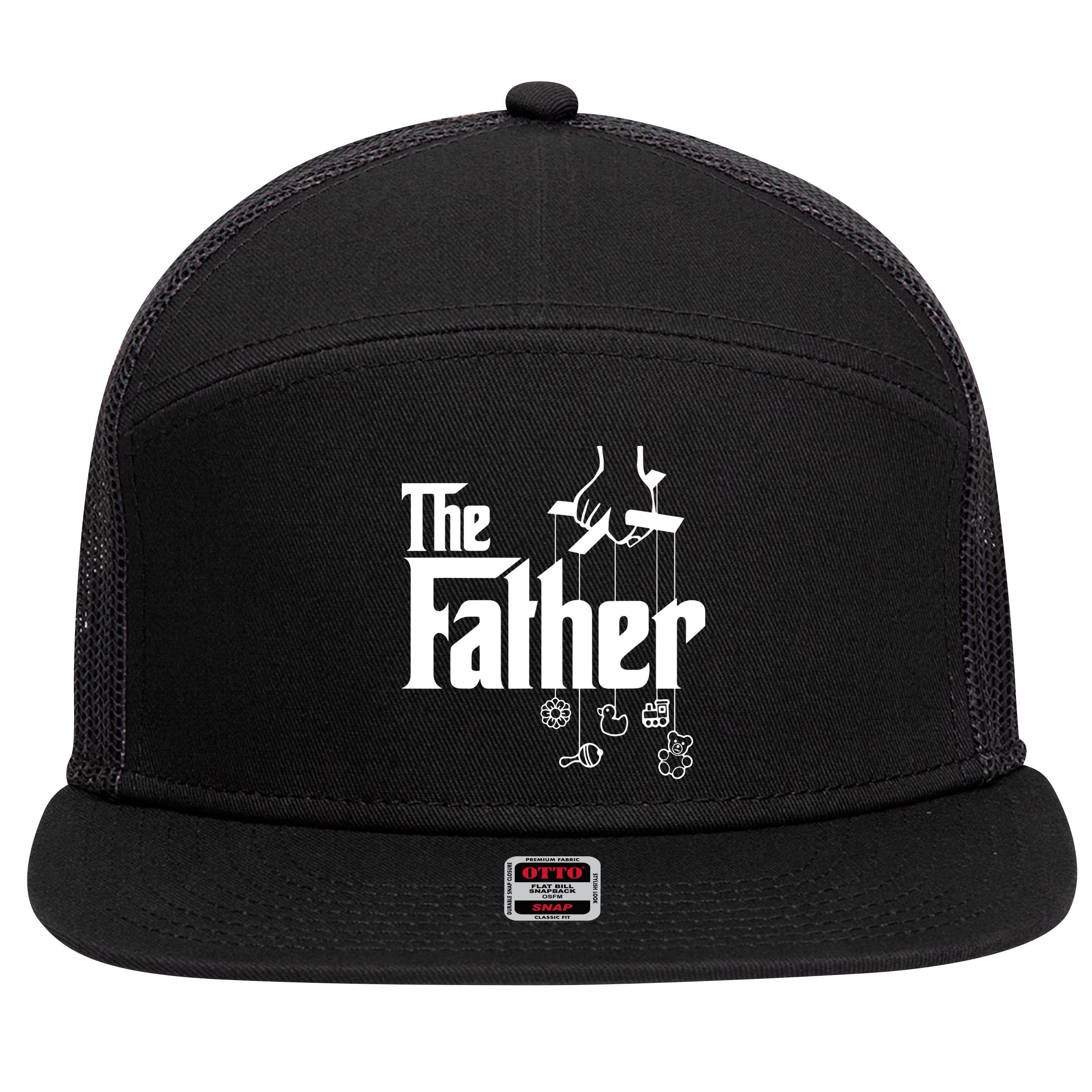 The Father New Daddy Expecting Baby Gift 7 Panel Mesh Trucker Snapback Hat