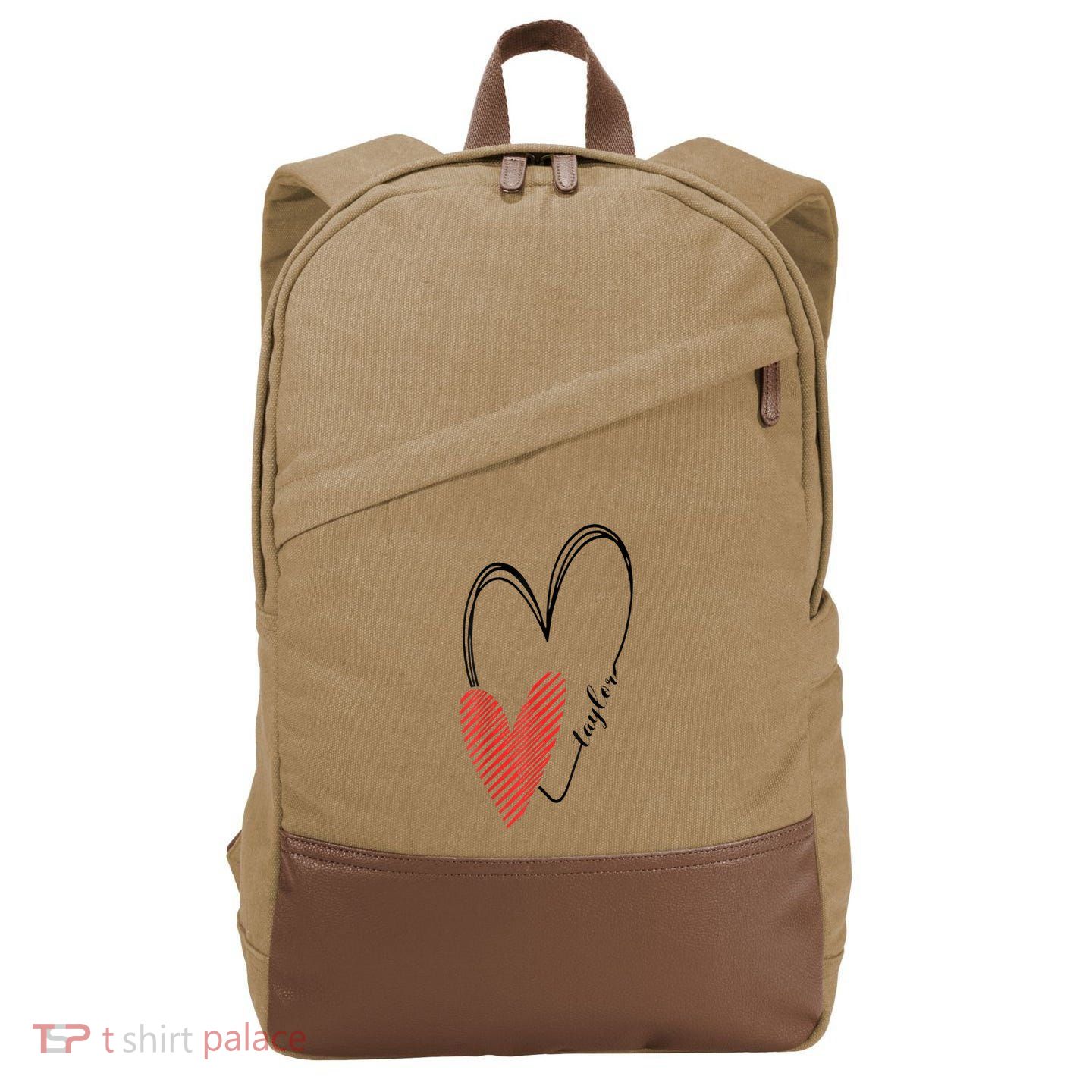 Taylor First Name I Love Taylor Girl With Heart Cotton Canvas Backpack