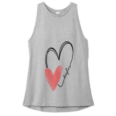 Taylor First Name I Love Taylor Girl With Heart Ladies PosiCharge Tri-Blend Wicking Tank