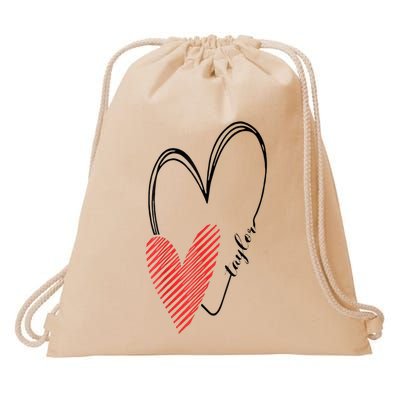 Taylor First Name I Love Taylor Girl With Heart Drawstring Bag
