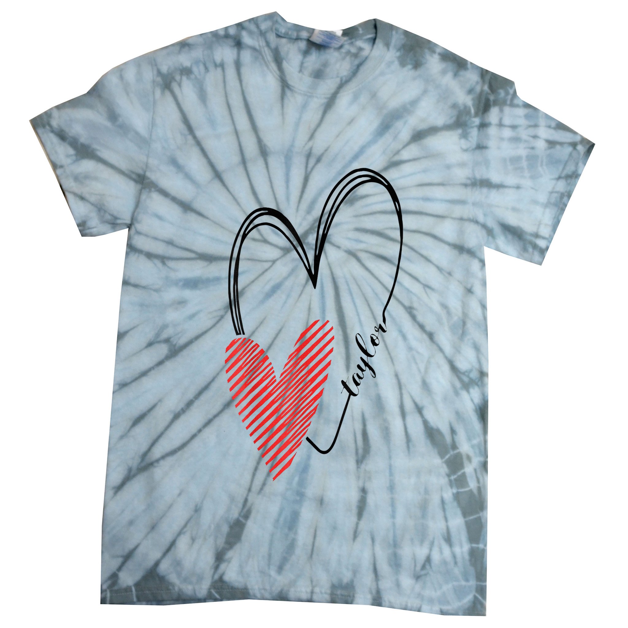 Taylor First Name I Love Taylor Girl With Heart Tie-Dye T-Shirt